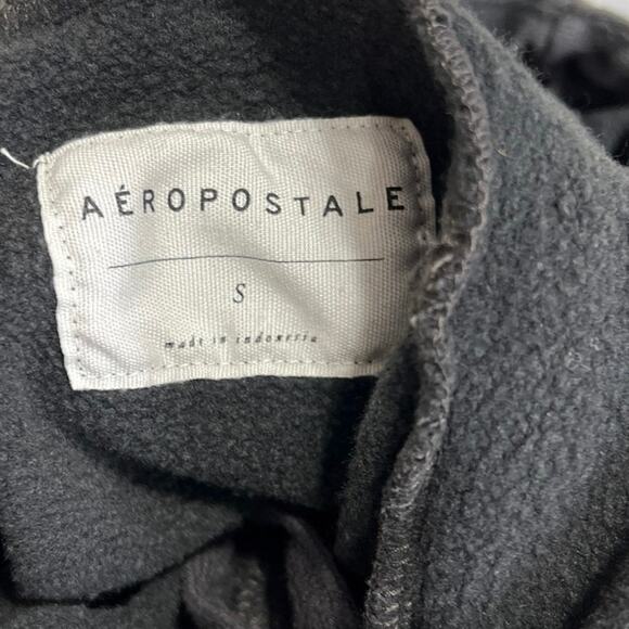Aeropostale Women's Gray Drawstring Pullover Hooded Hoodie Crop Sweatshirt Top S - Picture 3 of 4